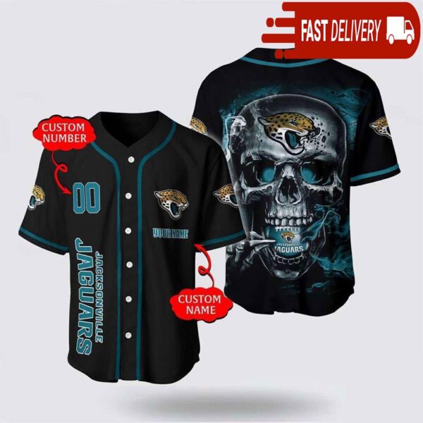 NFL Jacksonville Jaguars Baseball Jersey 3D Personalized Skull Shirt for Your Football Team - available at - rugbyfanstore.com