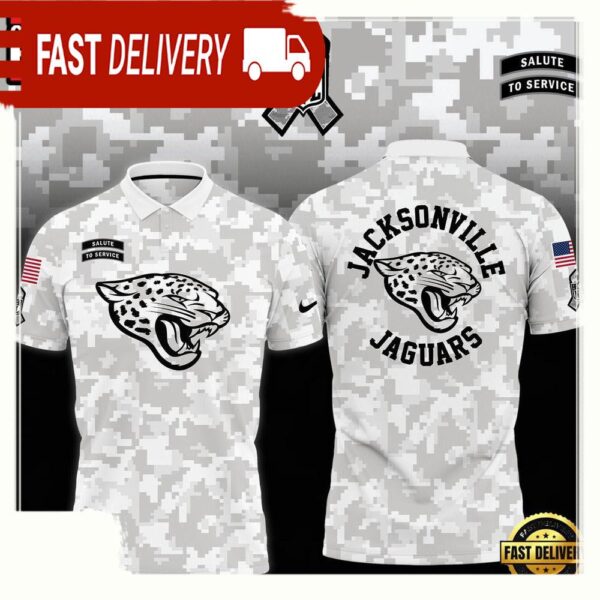 NFL Jacksonville Jaguars Camo 2025 Salute to Service Polo Shirt - available at - rugbyfanstore.com