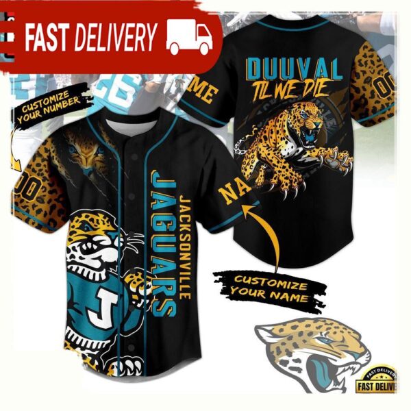 NFL Jacksonville Jaguars Duuval Til We Die Custom Name Number Baseball Jersey - available at - rugbyfanstore.com