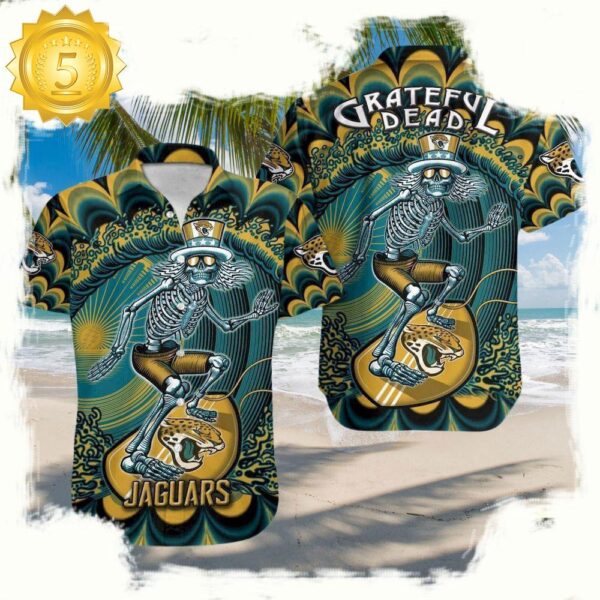 NFL Jacksonville Jaguars Grateful Dead Unisex Hawaiian Shirt - available at - rugbyfanstore.com