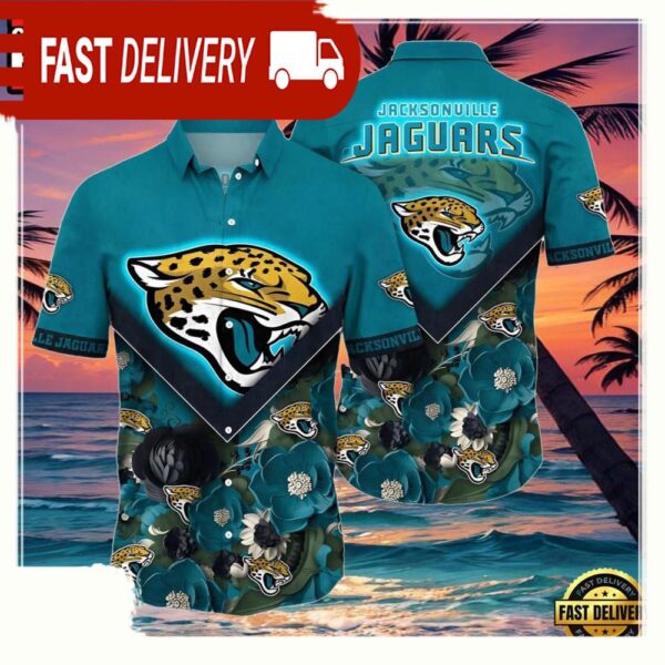 NFL Jacksonville Jaguars Hawaiian Shirt Floral Bloom Graphic - available at - rugbyfanstore.com