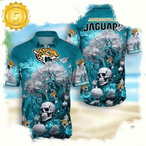 NFL Jacksonville Jaguars Skull Pumpkin Hawaiian Shirt For Men Women - available at - rugbyfanstore.com