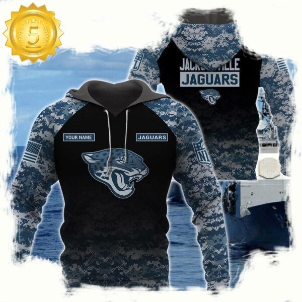 NFL Jacksonville Jaguars U.S. Navy NWU Camouflage Cutsom Name Hoodie - available at - rugbyfanstore.com