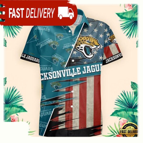 NFL Jacksonville Jaguars US Flag Pattern Hawaiian Shirt - available at - rugbyfanstore.com