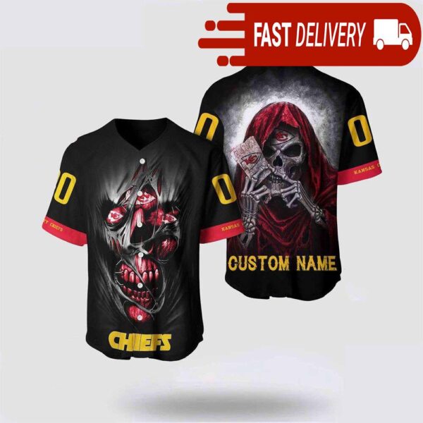 NFL Kansas City Chiefs Baseball Jersey Alchemy Grim Reaper Design Your Own Shirt - available at - rugbyfanstore.com