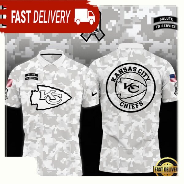 NFL Kansas City Chiefs Camo 2025 Salute to Service Polo Shirt - available at - rugbyfanstore.com