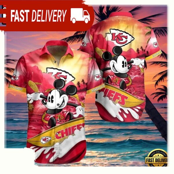 NFL Kansas City Chiefs Disney Mickey Mouse Hawaiian Shirt - available at - rugbyfanstore.com