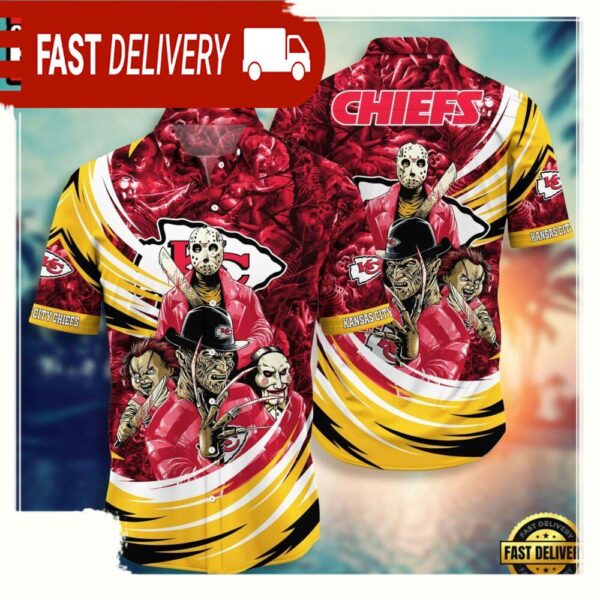 NFL Kansas City Chiefs Halloween Horror Movies Hawaiian Shirt For Men Women - available at - rugbyfanstore.com