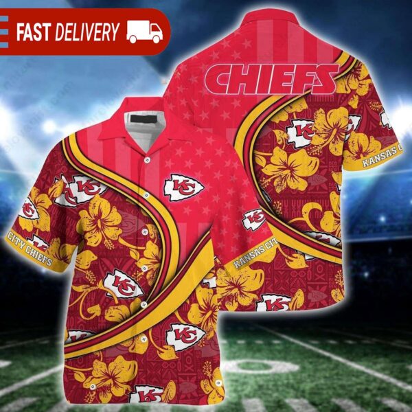 NFL Kansas City Chiefs Hibiscus Hawaiian Shirt - available at - rugbyfanstore.com