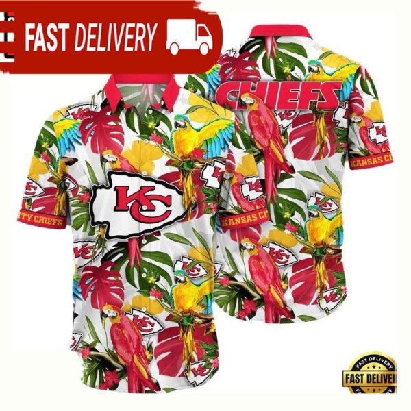 NFL Kansas City Chiefs Parrots Tropical Flower Hawaiian Shirt For Men Women - available at - rugbyfanstore.com