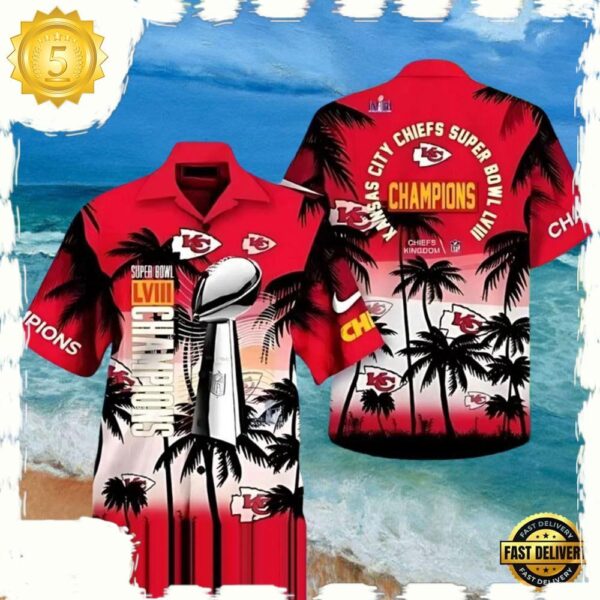 NFL Kansas City Chiefs Super Bowl LVIII Hawaiian Shirt - available at - rugbyfanstore.com