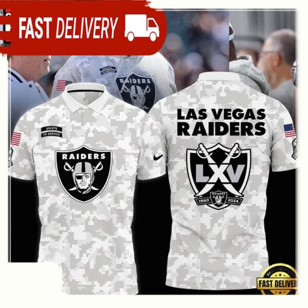 NFL Las Vegas Raiders Camo 2025 Salute to Service Polo Shirt - available at - rugbyfanstore.com