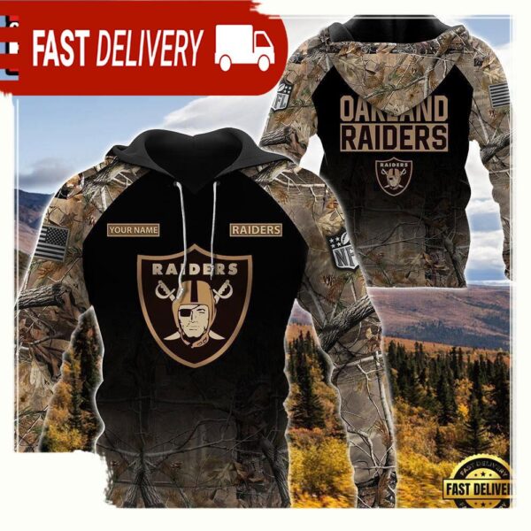 NFL Las Vegas Raiders Custom NameHunting Camo Hoodie - available at - rugbyfanstore.com