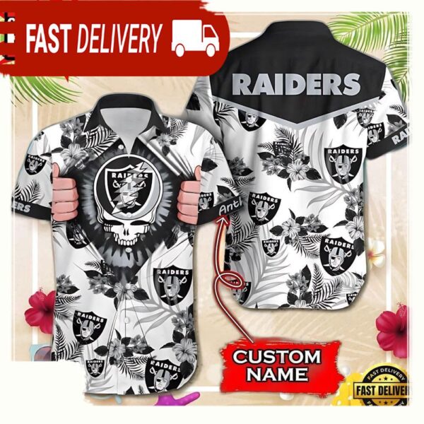 NFL Las Vegas Raiders Grateful Dead Personalized Unisex Hawaiian Shirt - available at - rugbyfanstore.com