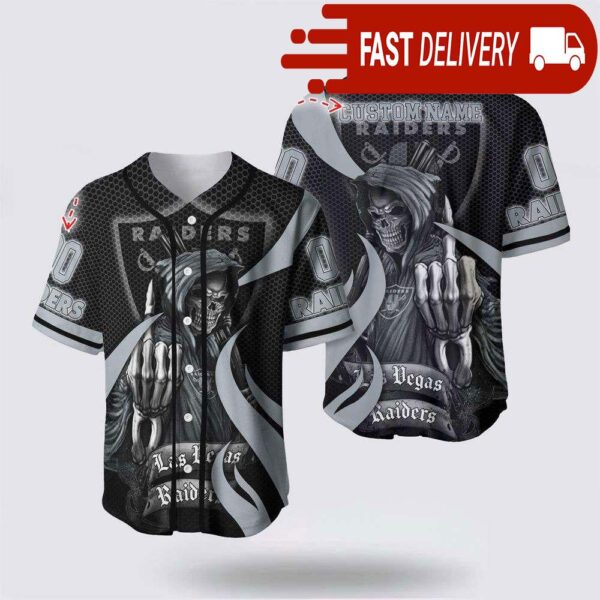 NFL Las Vegas Raiders Grim Reaper Custom Name Baseball Jersey Gift for Your Squad - available at - rugbyfanstore.com