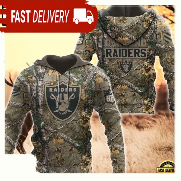 NFL Las Vegas Raiders Hunting Camo 3D Hoodies - available at - rugbyfanstore.com