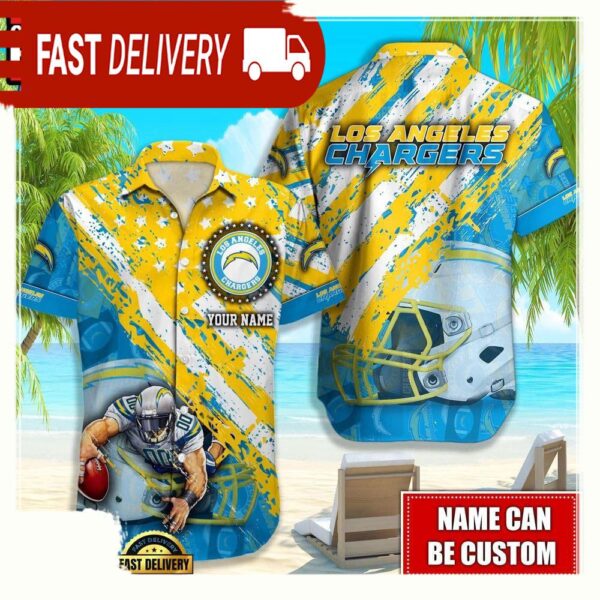 NFL Los Angeles Chargers American Flag custom Hawaiian Shirts For Men Women - available at - rugbyfanstore.com