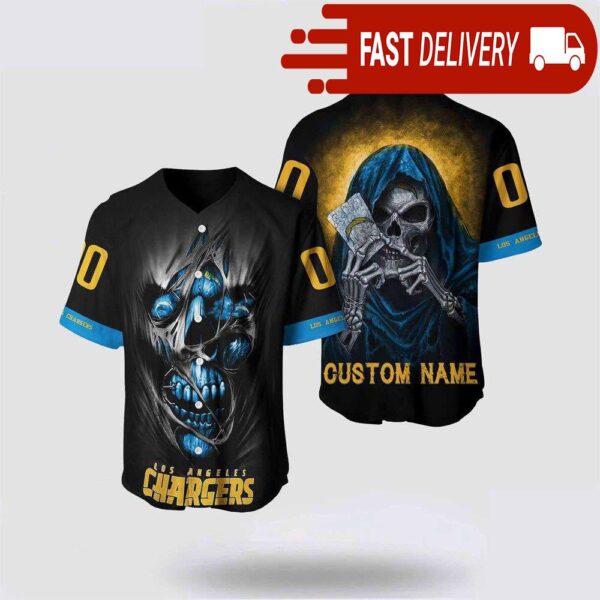 NFL Los Angeles Chargers Baseball Jersey Alchemy Grim Reaper Design Your Own Shirt - available at - rugbyfanstore.com