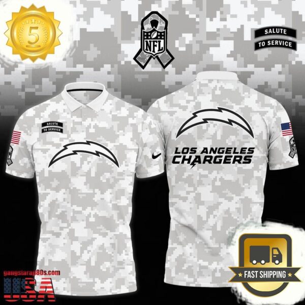 NFL Los Angeles Chargers Camo 2025 Salute to Service Polo Shirt - available at - rugbyfanstore.com