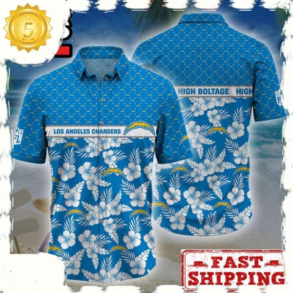 NFL Los Angeles Chargers Palm Leaves New Design Hawaiian Shirt - available at - rugbyfanstore.com