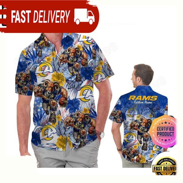 NFL Los Angeles Rams America Flag Tropical Floral Custom Hawaiian Shirt For Men Women - available at - rugbyfanstore.com