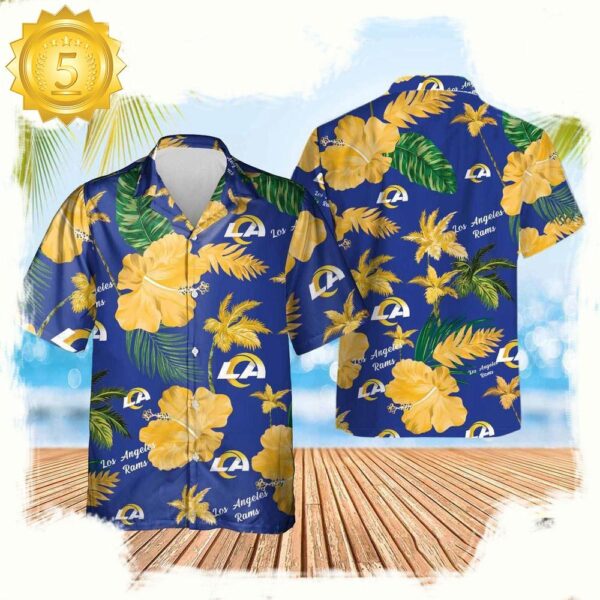 NFL Los Angeles Rams Color Hibiscus Hawaiian Shirt For Men Women - available at - rugbyfanstore.com