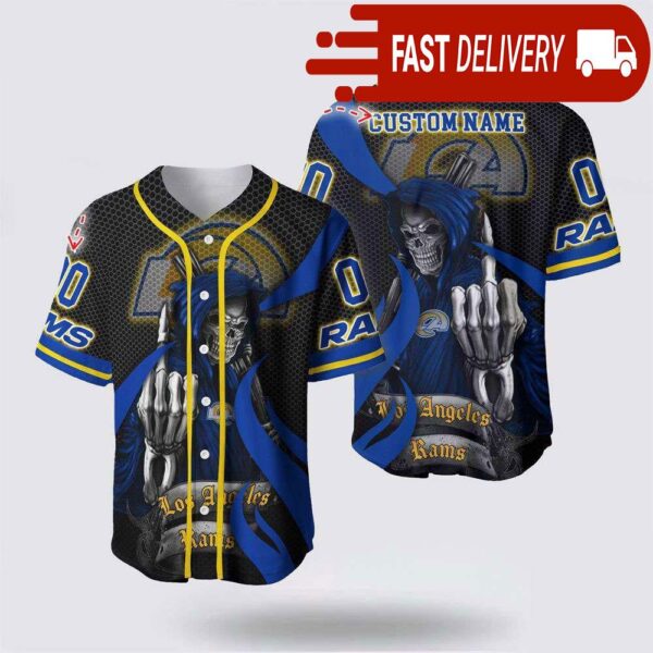 NFL Los Angeles Rams Grim Reaper Custom Name Baseball Jersey Gift for Your Squad - available at - rugbyfanstore.com