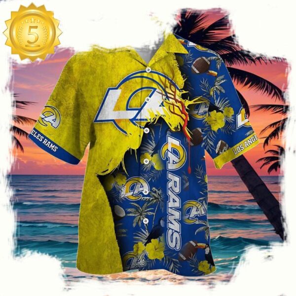 NFL Los Angeles Rams Hawaiian Shirt Tropical Turf - available at - rugbyfanstore.com