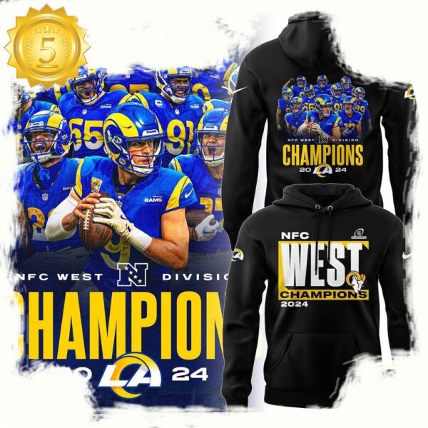 NFL Los Angeles Rams NFC West Champions New Design 3D Hoodie - available at - rugbyfanstore.com