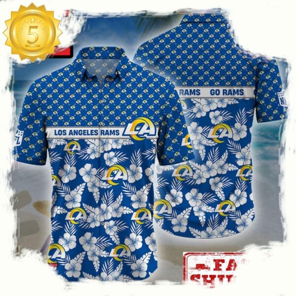 NFL Los Angeles Rams Palm Leaves New Design Hawaiian Shirt - available at - rugbyfanstore.com