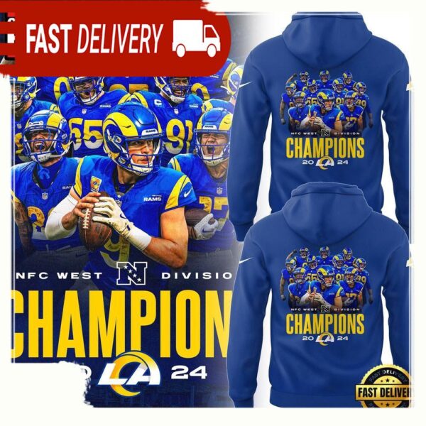 NFL Los Angeles Rams West Champions New Design 3D Hoodie - available at - rugbyfanstore.com