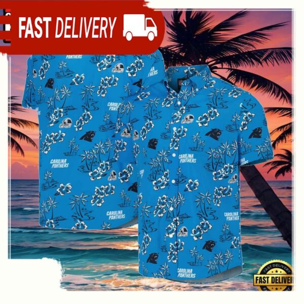 NFL Men’s Reyn Spooner Blue Carolina Panthers Hawaiian Shirt - available at - rugbyfanstore.com