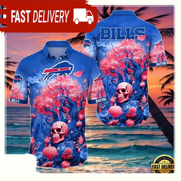 NFL Mens Skull Hawaiian Shirts Buffalo Bills - available at - rugbyfanstore.com