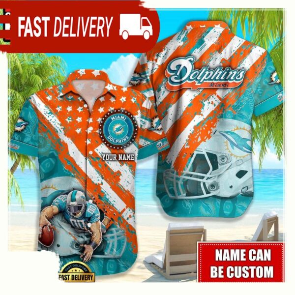 NFL Miami Dolphins American Flag custom Hawaiian Shirts For Men Women - available at - rugbyfanstore.com