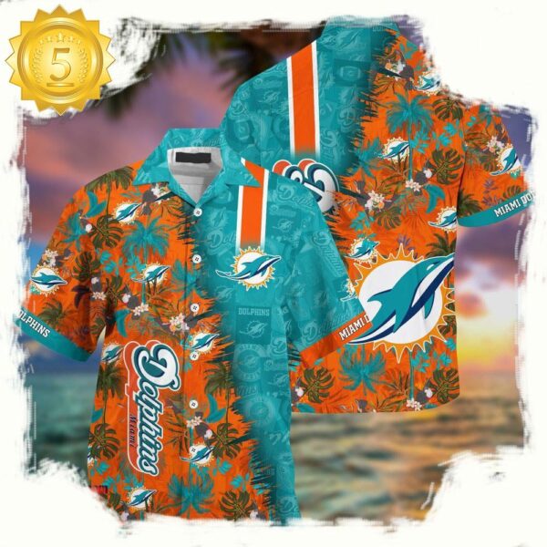 NFL Miami Dolphins Football Aloha Hawaiian Shirt - available at - rugbyfanstore.com