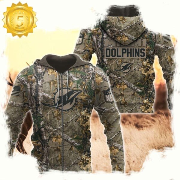 NFL Miami Dolphins Hunting Camo 3D Hoodies - available at - rugbyfanstore.com