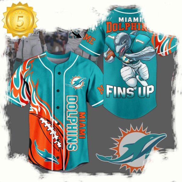 NFL Miami Dolphins Mascot Finds Up Custom Name Baseball Jersey - available at - rugbyfanstore.com