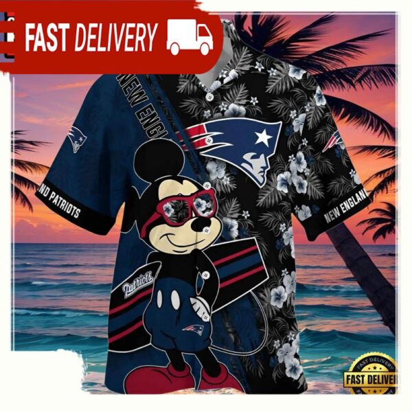 NFL Mickey And Floral New England Patriots Hawaiian Shirt Look Cute - available at - rugbyfanstore.com