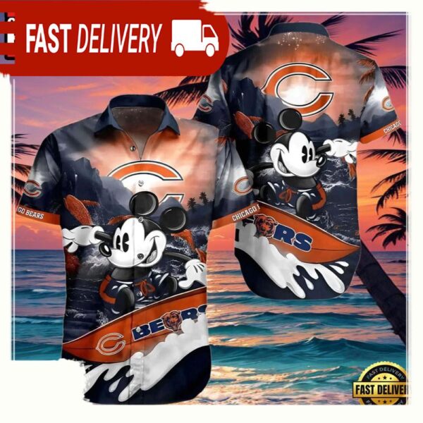 NFL Mickey Mouse Chicago Bears Hawaiian Shirt - available at - rugbyfanstore.com