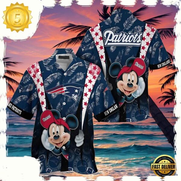 NFL Mickey Mouse New England Patriots Hawaiian Shirt - available at - rugbyfanstore.com