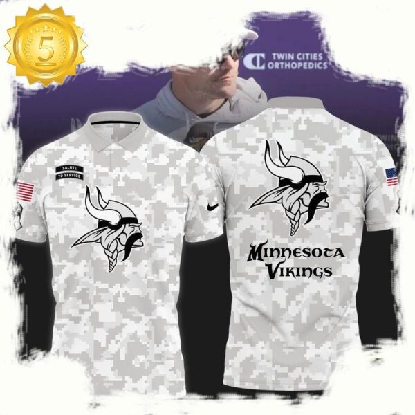 NFL Minnesota Vikings Camo 2025 Salute to Service Polo Shirt - available at - rugbyfanstore.com