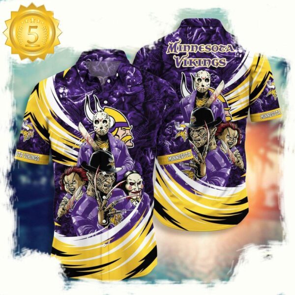 NFL Minnesota Vikings Halloween Horror Movies Hawaiian Shirt For Men Women - available at - rugbyfanstore.com