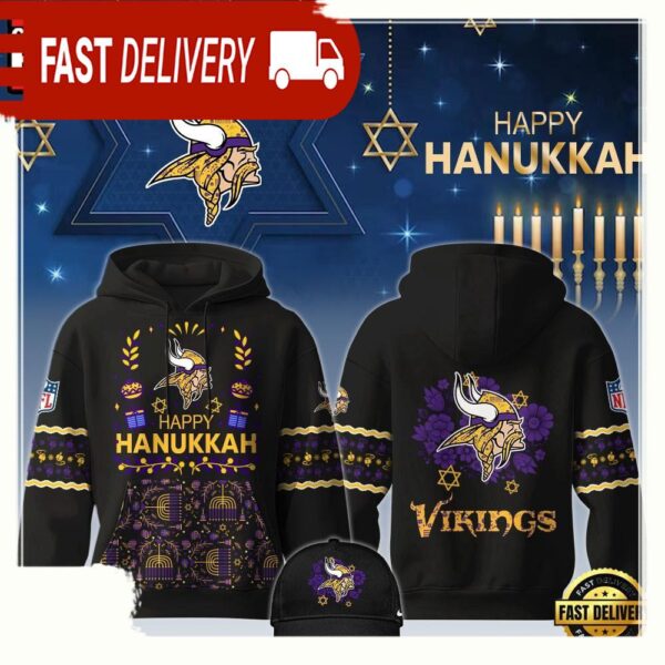 NFL Minnesota Vikings Hanukkah New Design 3D Hoodie - available at - rugbyfanstore.com