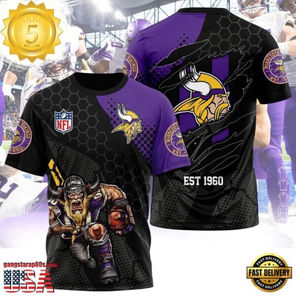 NFL Minnesota Vikings Mascot All Over Print T Shirt - available at - rugbyfanstore.com