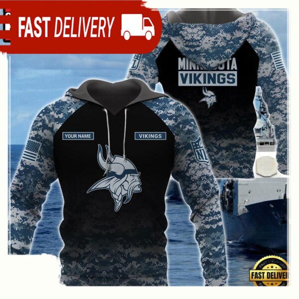 NFL Minnesota Vikings U.S. Navy NWU Camouflage Cutsom Name Hoodie - available at - rugbyfanstore.com