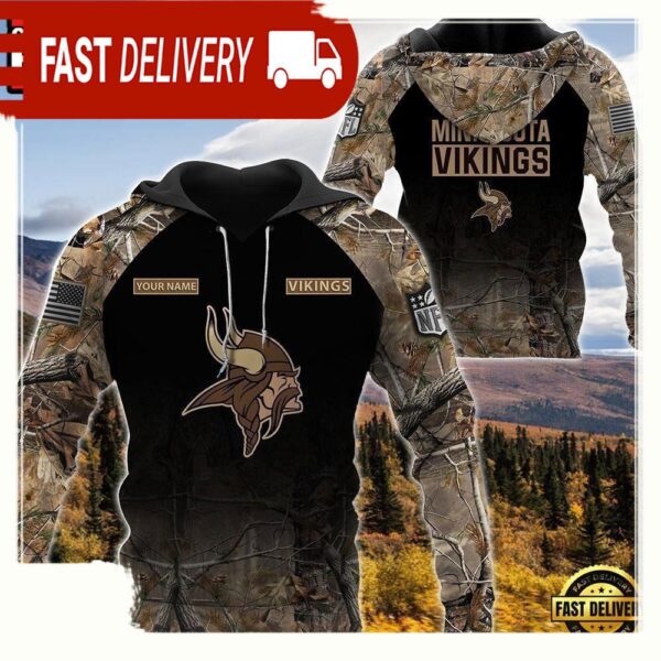 NFL Minnesota Vikingspersonalized Your Name Hunting Camo Hoodie - available at - rugbyfanstore.com