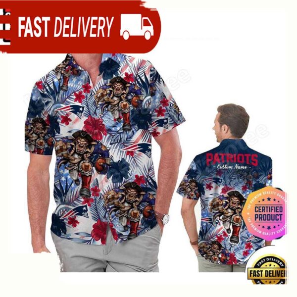 NFL New England Patriots America Flag Tropical Floral Custom Hawaiian Shirt For Men Women - available at - rugbyfanstore.com