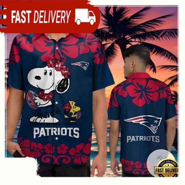 NFL New England Patriots And Snoopy Blue Hawaiian Shirt - available at - rugbyfanstore.com