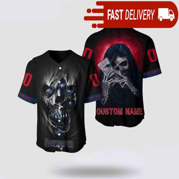 NFL New England Patriots Baseball Jersey Alchemy Grim Reaper Design Your Own Shirt - available at - rugbyfanstore.com