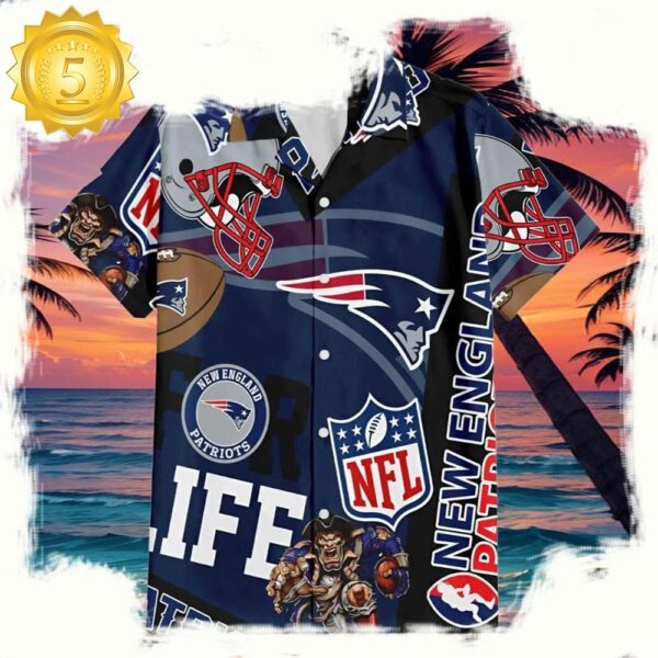 NFL New England Patriots For Life Hawaiian Shirt - available at - rugbyfanstore.com